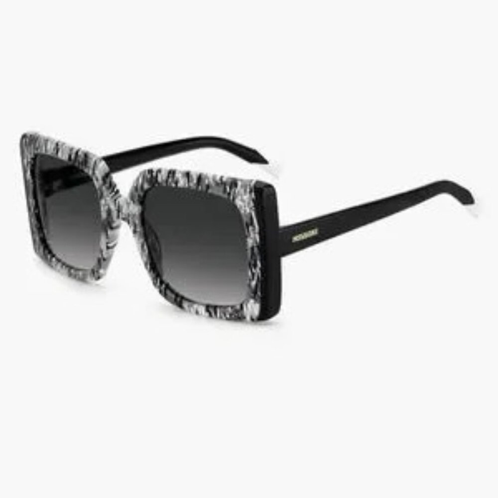 NWT Missoni Square Chevron Oversized Black & White Sunglasses & Case